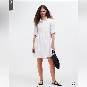 Madewell Button-Front Mini Shirtdress in Poplin